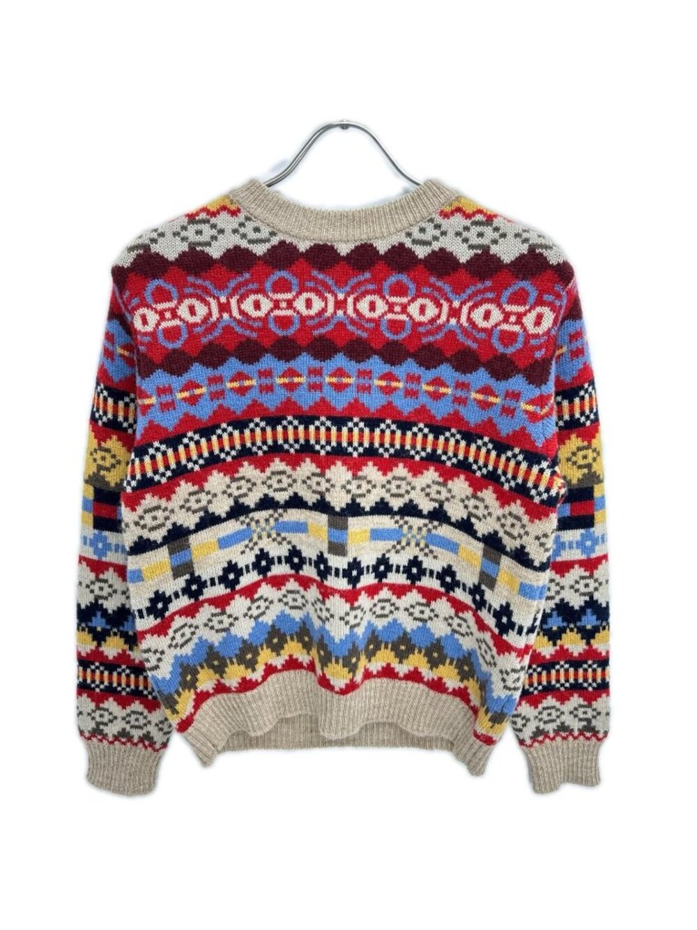 Max Mara Weekend Multicolor Alpaca All Over Print Crew Neck Knit Sweater